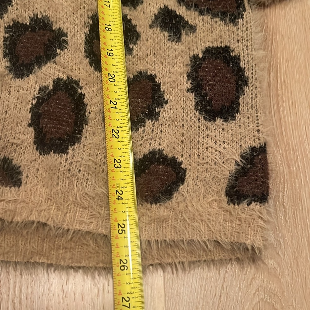 Altar'd State Fuzzy Knit Leopard Print Drop Sleeve Pullover Sweater, L/XL - Picture 3 of 8